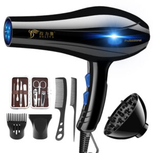 High-Power Ionic Hair Dryer with Blue Light – Fast Drying, Frizz Control & Salon-Quality Home Styling