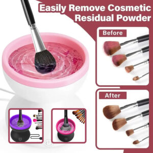 Electric Makeup Brush Cleaner Machine – USB Rechargeable Automatic Spinner for All Brush Sizes