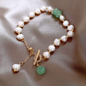 Adjustable Freshwater Pearl Bracelet for Women – Irregular Natural Pearls, Elegant Handmade Jewelry