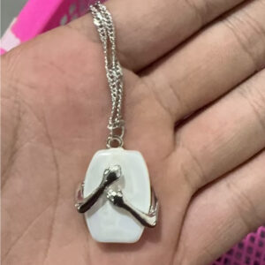 Unique Square Baroque Pearl Couple Pendant Necklace Valentines Day Lover Gift Party Jewelry - Silver