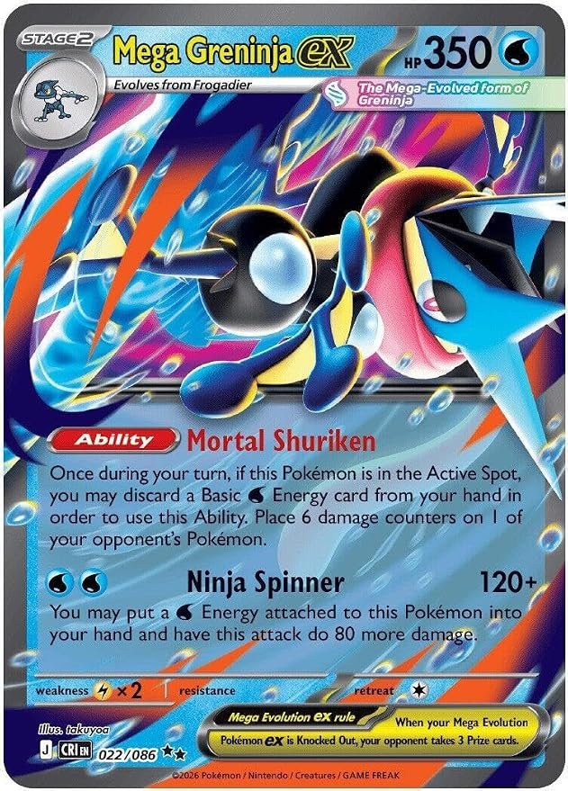 71FEcXh7GDL._AC_SY879_ Mega Greninja ex – 022/086 – Chaos Rising - Image 1