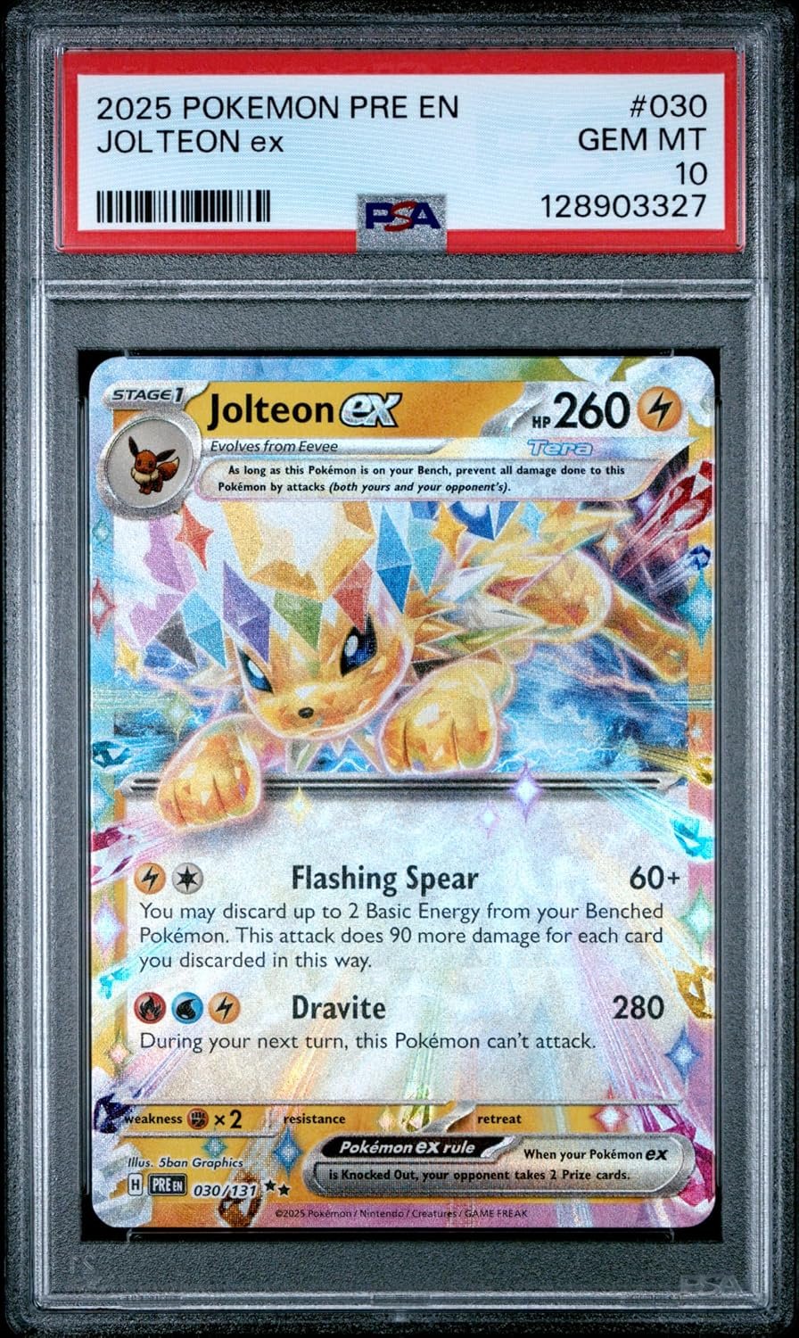 91T4sF+9Z8L._AC_SL1500_ PSA 10 Jolteon ex #030 – Prismatic Evolutions - Image 1